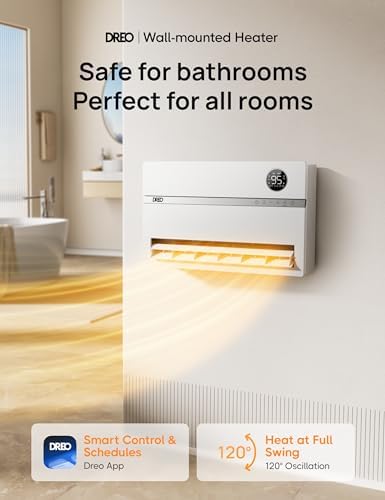 Dreo Wall Heater for Bathroom 1500W Smart Space Heater with ALCI Plug