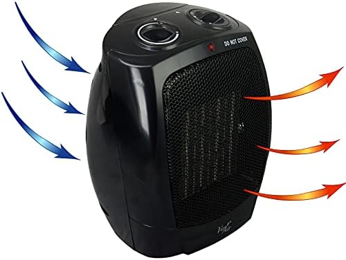 Vie Air Portable Ceramic Heater with 3 Settings and Adjustable Thermostat