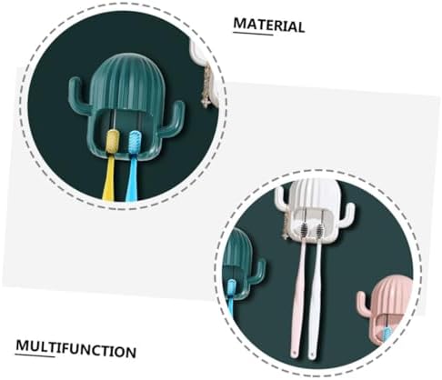 4Pcs Wall Hanging Toothbrush Rack Cute Cactus Design No Drill Bathroom Organizer 1