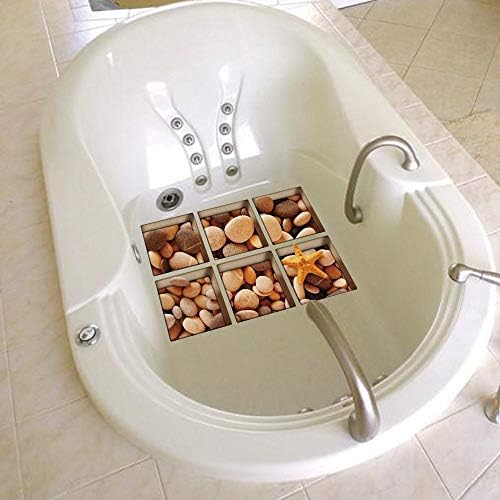AILEGOU 3D Non-Slip Bathtub Stickers - 6 Pieces Pebbles-A05
