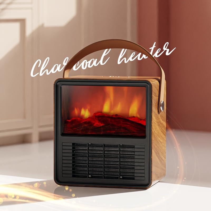 Laviniar Electric Fireplace Heater with 3D LED Flame and Sound 1200W Black