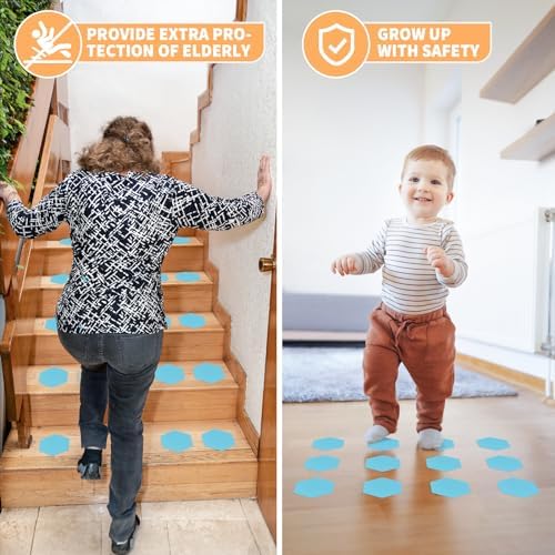 Non Slip Bathtub Stickers with Scraper 24PCS Blue