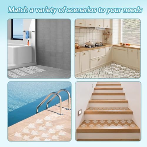 48Pcs Blue Bathtub Stickers Non-Slip Safety Decor