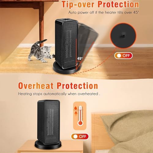 Brivennor 1200W Electric Oscillating Heater with Safety Features