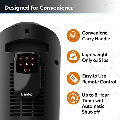 Lasko 225 Inch Electric Ceramic Space Heater with Remote Control and Safety Features