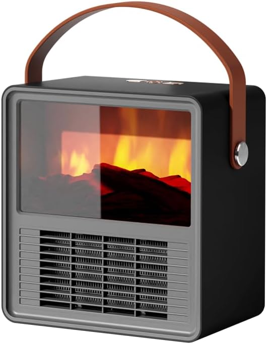 Laviniar Electric Fireplace Heater with 3D LED Flame and Sound 1200W Black