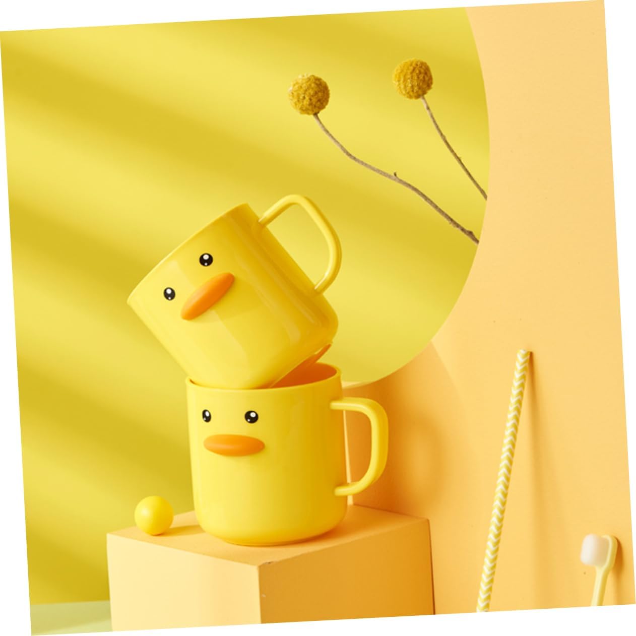 Healifty 2pcs Cute Cartoon Mouthwash Cups Bathroom Tumbler Reusable Drinking Cups Toothbrush Holders