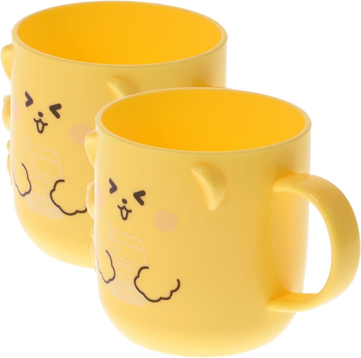 VOSAREA 2Pcs Cute Plastic Mouthwash Cup with Cartoon Design