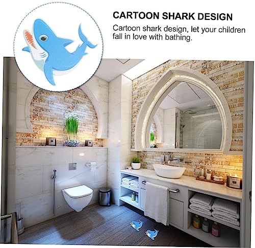 Amosfun 5pcs Non-Slip Bath Stickers Cartoon Shark Design