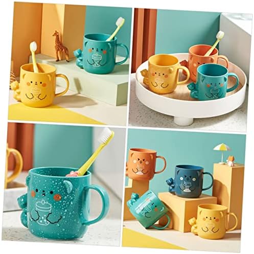 VOSAREA 2Pcs Cute Plastic Mouthwash Cup with Cartoon Design