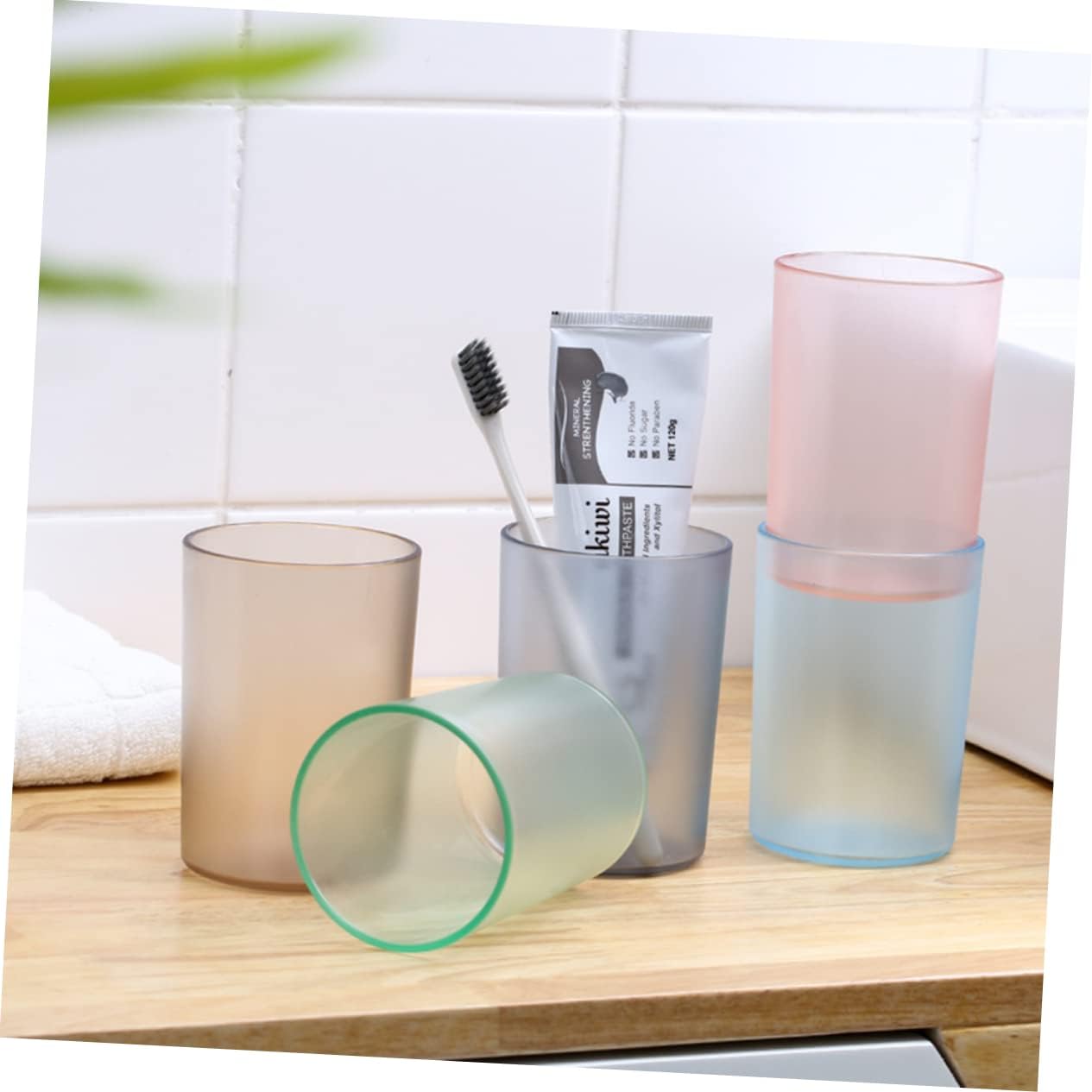 Ciieeo Transparent Toothbrush Cup Holder Elegant Design for Bathroom Use