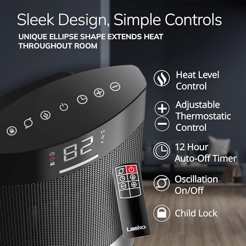 Lasko Ellipse Tabletop Heater with AutoECO Mode and Remote Control