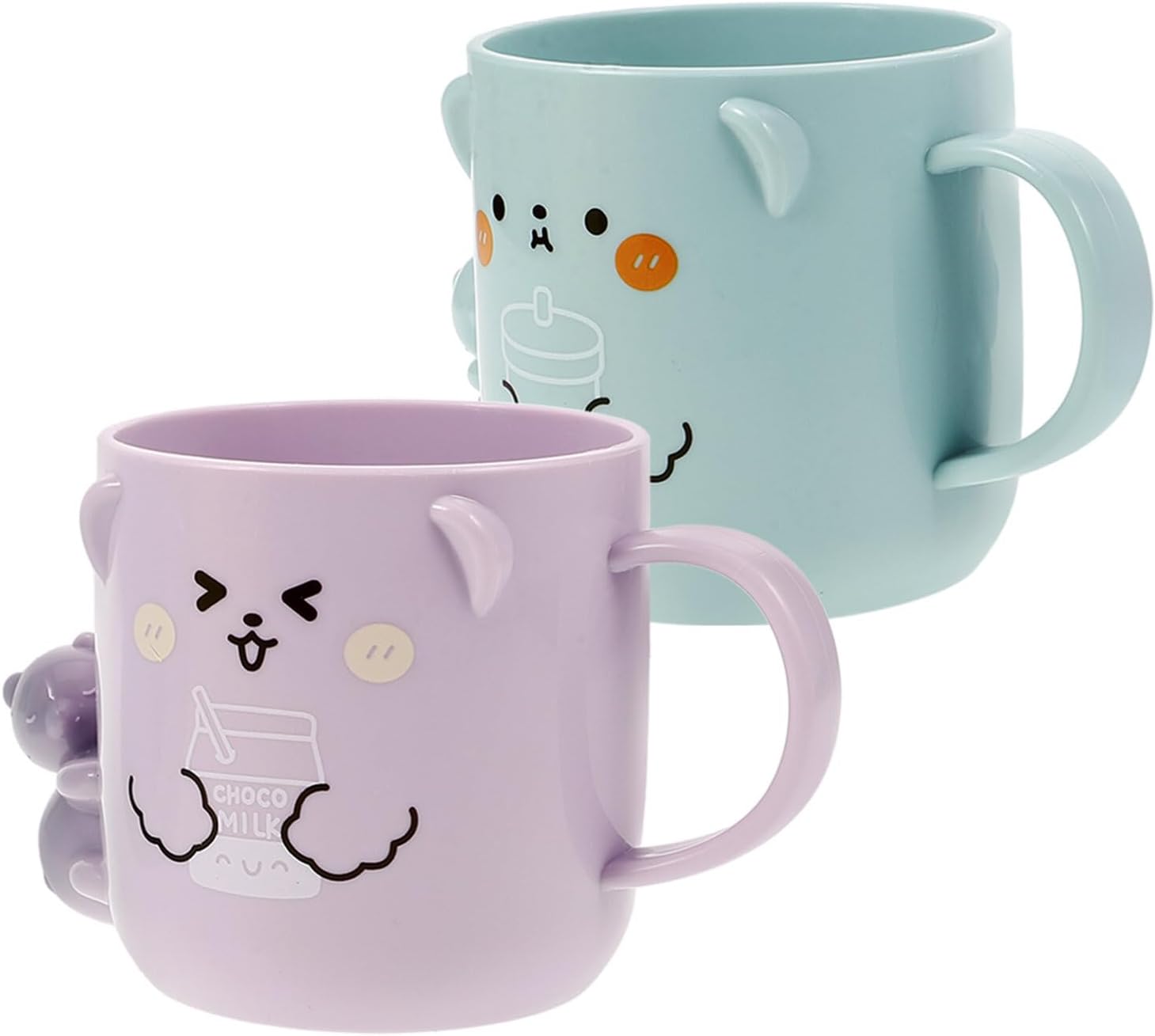 Cute Cartoon Plastic Toothbrush Cups 2 Pcs Reusable