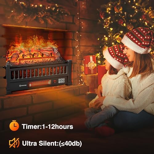 Alpaca Electric Fireplace Logs 20-Inch Black 1500W