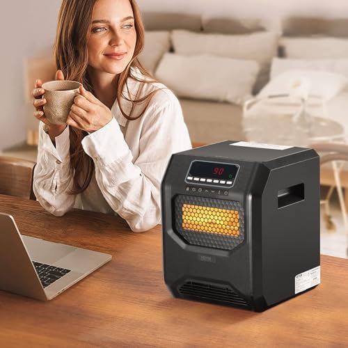 VEVOR Infrared Heater 1500W Remote Control with 3 Speeds and Timer