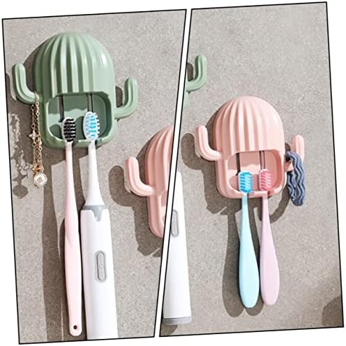 FONDOTIN 4Pcs Cactus Wall Mounted Toothbrush Holder
