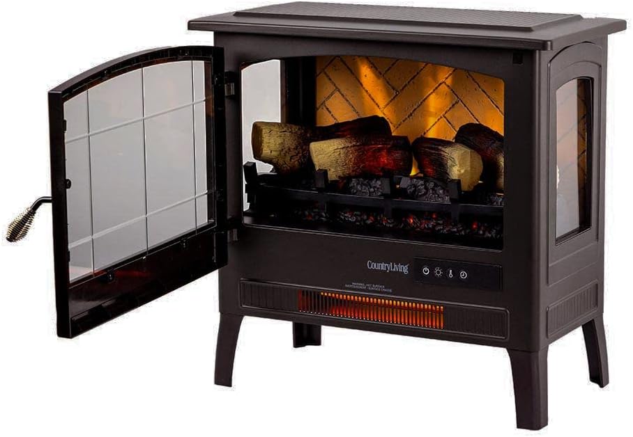 Country Living Infrared Electric Fireplace Stove in Bronze