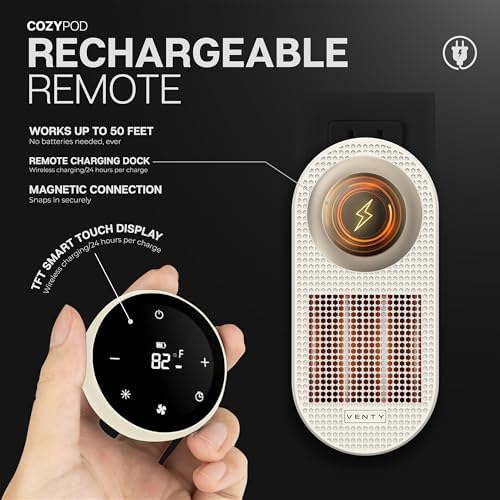 VENTY CozyPod 500W Portable Space Heater with Remote and LED