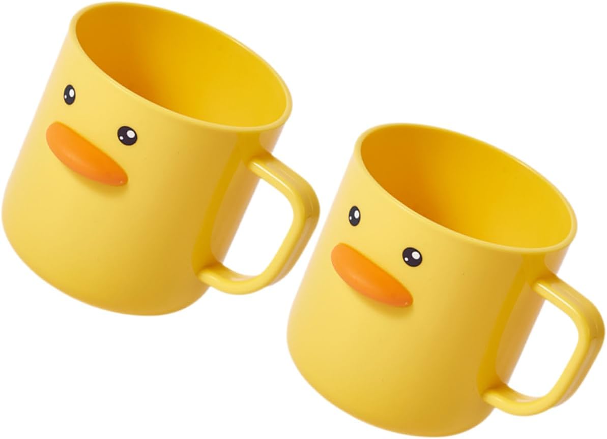 Healifty 2pcs Cute Cartoon Mouthwash Cups Bathroom Tumbler Reusable Drinking Cups Toothbrush Holders
