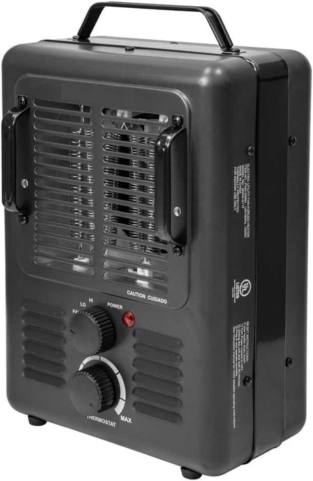 1500W Black Electric Heater with Adjustable Thermostat 1
