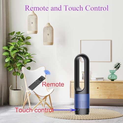 Voagupa Bladeless Heater Fan Combo 1400W 40W Remote Touch Control Blue Black