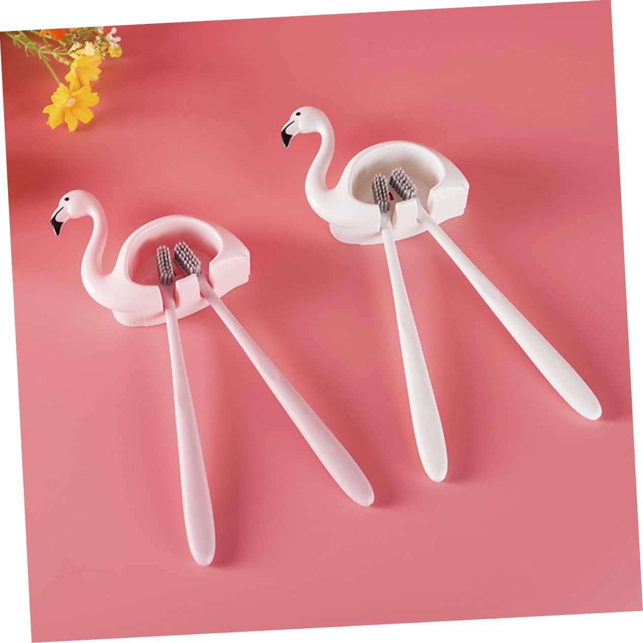 LIFKOME Flamingo Toothbrush Holder Wall Mount