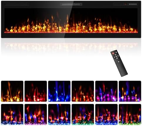 Eueiriup 68 Electric Fireplace with HD Flame and Remote Control