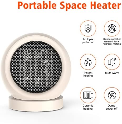 Portable Desk Heater 600W Safe Quiet for Home Office