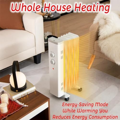 Oil Filled Radiator Heater 1500W with 3 Modes Thermostat and Safety Features
