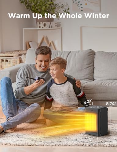 Chikit 1500W PTC Ceramic Space Heater with Thermostat and 24H Timer