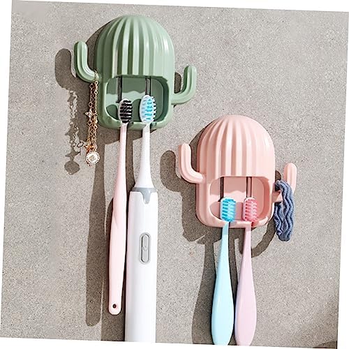 FONDOTIN 4Pcs Cactus Wall Mounted Toothbrush Holder