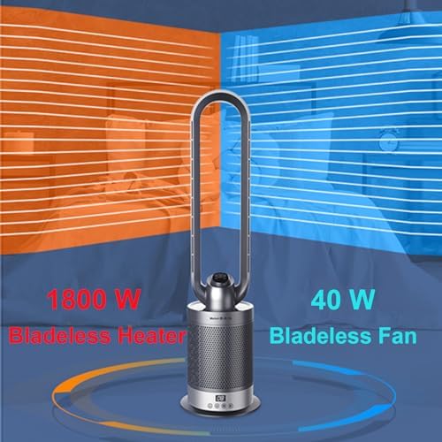 Voagupa Bladeless Heater Fan with Air Purifier 36 Inch Silver Grey 1
