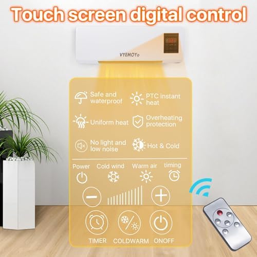 VYEMOYo Wall Heater with 1400W Fast Heating and 6H Timer