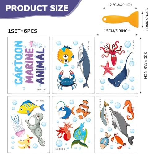 Non-Slip Bathtub Stickers with Sea Animals for Kids