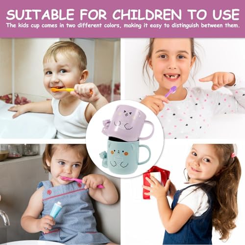 Cute Cartoon Plastic Toothbrush Cups 2 Pcs Reusable