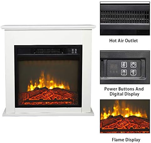 Zokop 25 Electric Fireplace with Realistic Flame and Wood Mantel