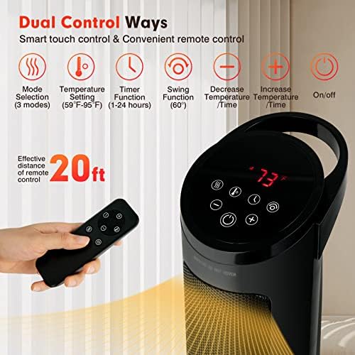 PETSITE Space Heater with Remote Control and 24H Timer