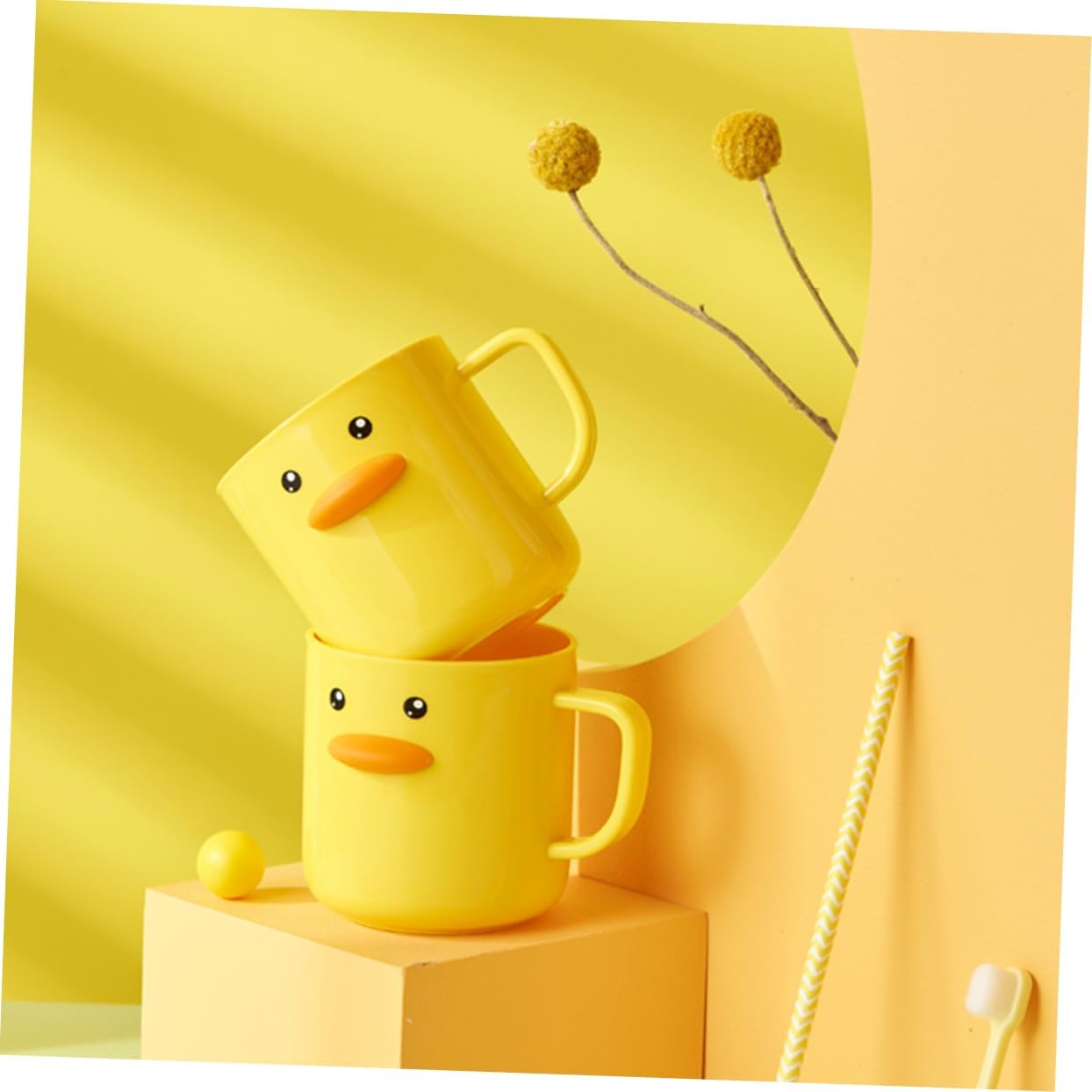HOLIDYOYO 2pcs Cartoon Toothbrush Cups with Handle for Boys and Girls