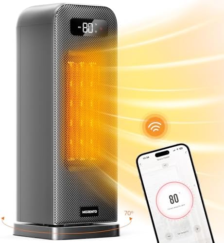 MORENTO Smart Electric Space Heater with Wi-Fi Voice Control Portable Black