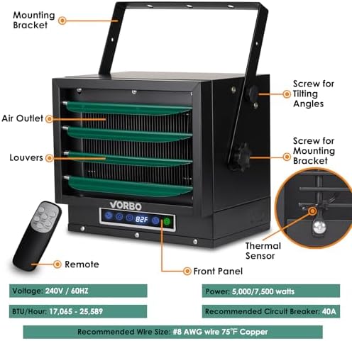 VORBO 7500W Electric Garage Heater with Remote 1