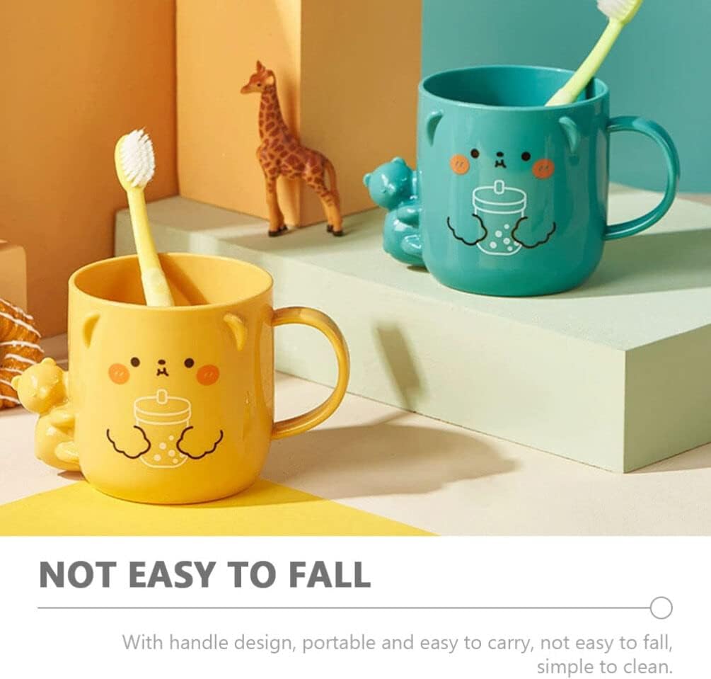 2 Pcs Cartoon Bear Pattern Toothbrush Cups with Handle