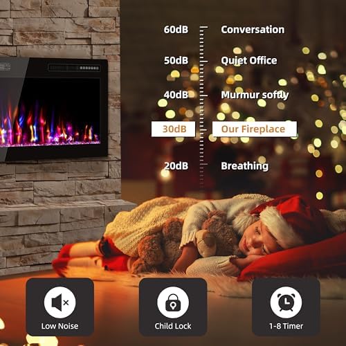 Eueiriup 68 Electric Fireplace with HD Flame and Remote Control