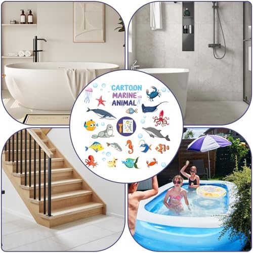 Non-Slip Bathtub Stickers with Sea Animals for Kids