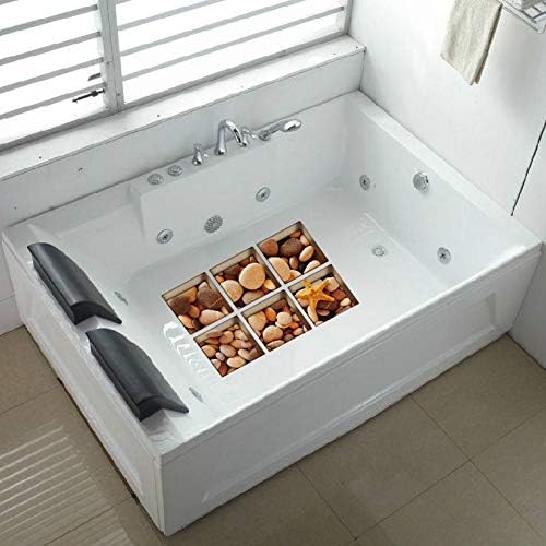 AILEGOU 3D Non-Slip Bathtub Stickers - 6 Pieces Pebbles-A05