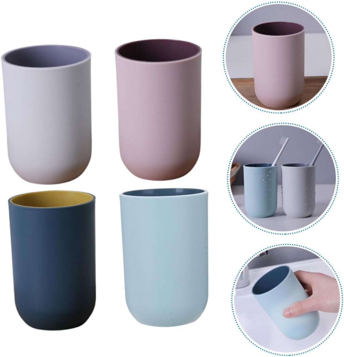 4pcs Couples Toothbrush Holder Bathroom Cups Plastic Tumbler Holder for Washstand