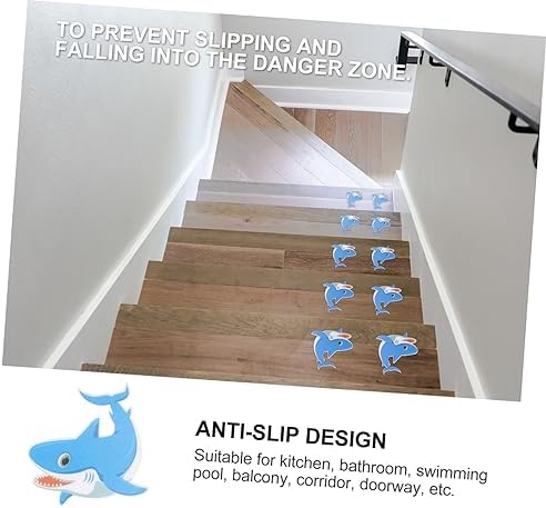 Amosfun 5pcs Non-Slip Bath Stickers Cartoon Shark Design