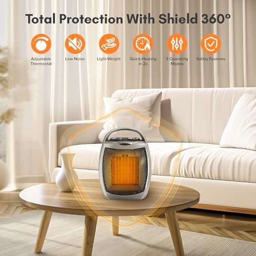 Crzoe Portable Electric Heater with Thermostat and Fan