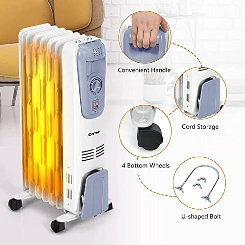 ARLIME 1500W Oil Filled Radiator Heater with 3 Heat Settings