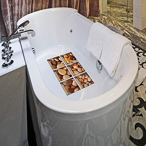 AILEGOU 3D Non-Slip Bathtub Stickers - 6 Pieces Pebbles-A05