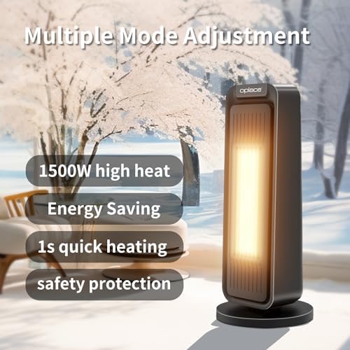 1500W Tower Heater with Remote Control and Thermostat